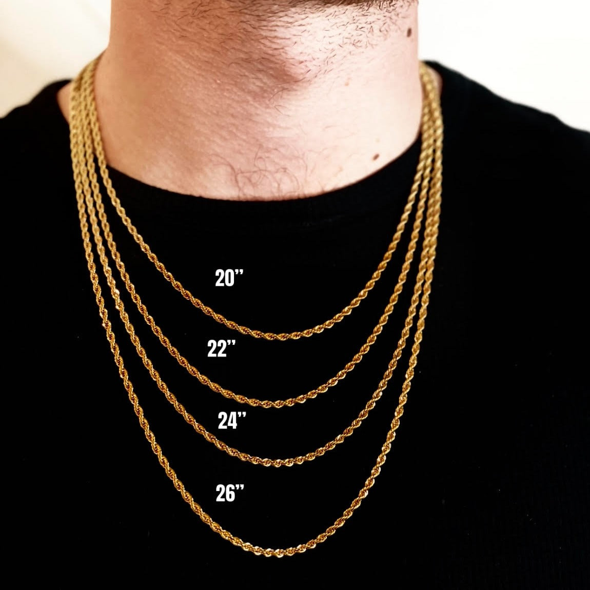 3mm Rope Chain - Gold 20”